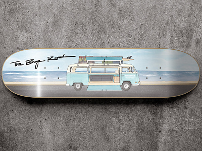 VW Bus Skateboard Graphic - The SunnySide Company beach skate skateboard skateboarding skateboards skating surf surfing travel vw bus watercolor