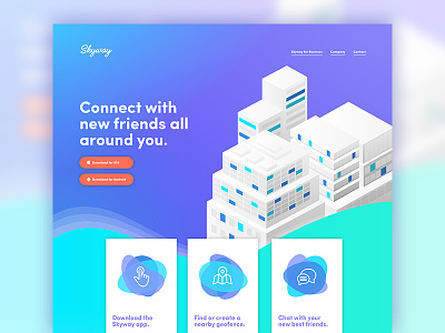 Skyway Landing Page app chat geofence geolocation gradient landing page skyway ui