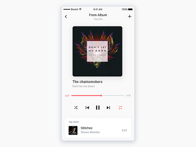 Music Player Concept clean ios mobile music music player red ui ux