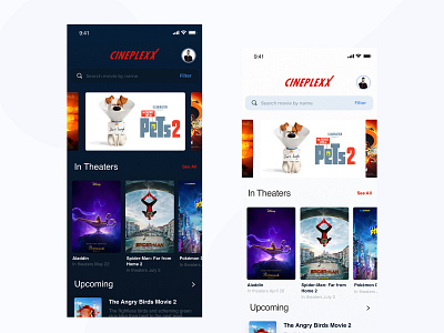 Cineplexx Redesign app cinema clean concept dark ios light marvel mobile mobile ui movie movie app redesign search ui ux