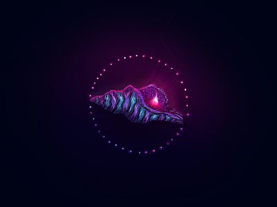 magic shell blue graphic design illustration light fx magic neon neon lights pink purple shell
