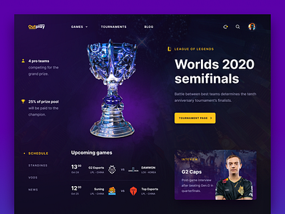 Esports online magazine concept desktop esports interface league of legends tournament ui website worlds