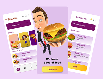 Food App UI Design app appdesign design designer illustration logo mobileappdesign ui ux