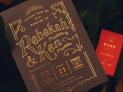 R + K invitation lettering letterpress typography wedding