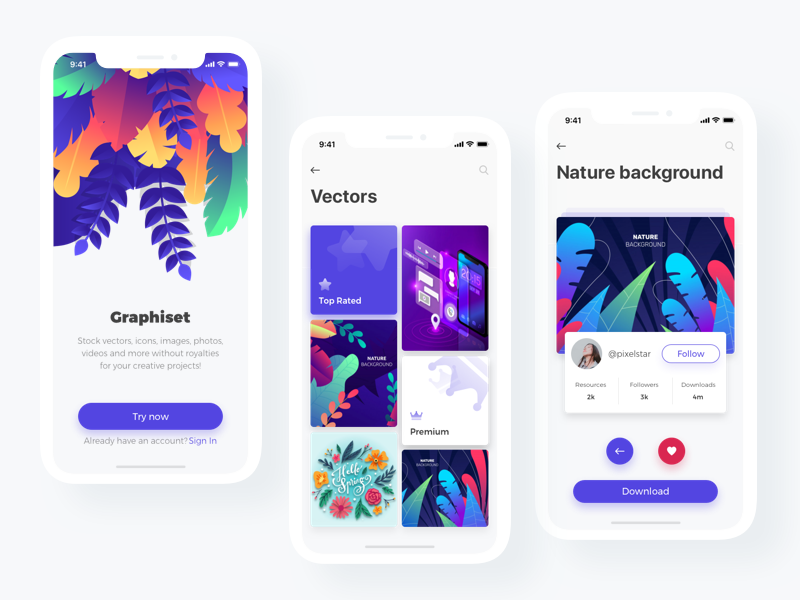 Graphiset - Mobile App x design iphone ux shot iphone x mobile ui concept sketch vector illustration