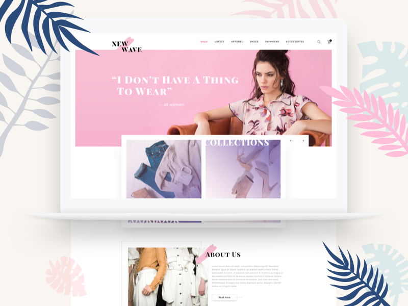 Online Shop - New Wave macbook shop typography design landing web ux vector shot concept ui sketch illustration