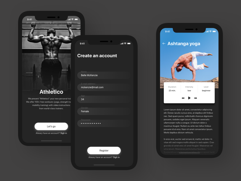 Athletico - Sport App concept app typography vector x iphone design iphone x ux mobile shot concept ui sketch illustration