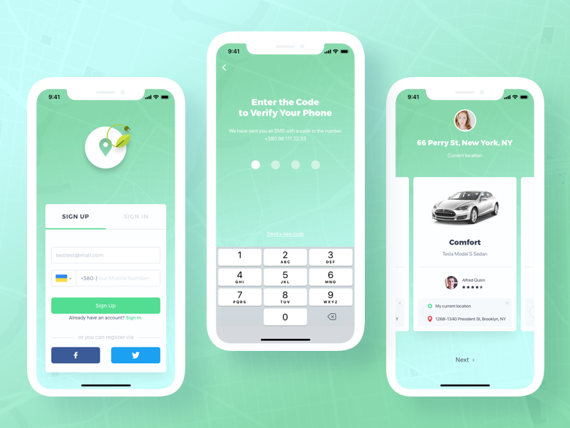 Taxi App vector app x iphone iphone x design mobile ux shot ui sketch concept illustration