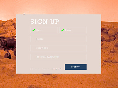 Daily UI #001 Sign Up dailyui mars signup space ui