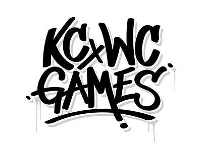 KC x WC GAMES black and white graffiti hand drawn hand made handwritten illustration illustrator logo type typography