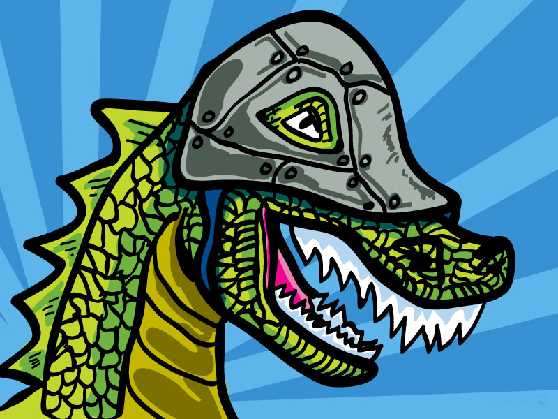 Dino Wearing Helmet illustration helmet dino