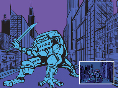 Turtle Bot Design 2019 comic comics design digital drawing illustration illustrator manhattan movie movies newyork robot robots turtle turtles