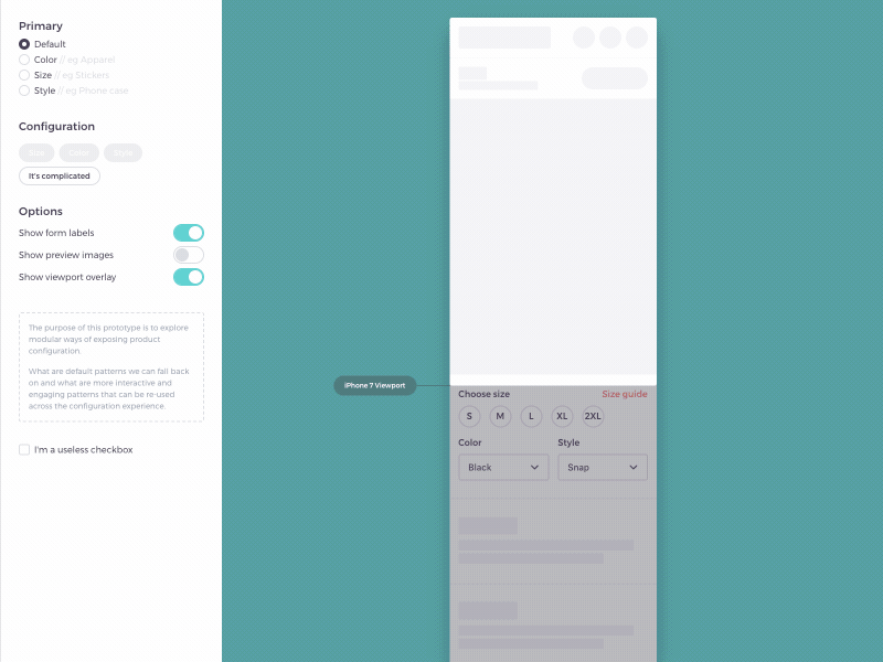 Product configuration pattern css design system interaction motion