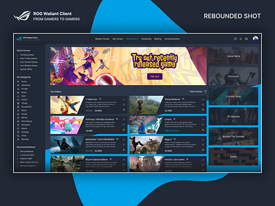 Republic Of Gamers Waliant Client Standalone Application abstract application clean creative dark esports gaming minimal platform standalone theme ui ux