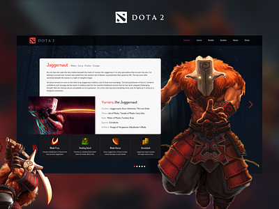 Dota2 Juggernaut Character Page As Wiki Site abstract application character clean creative dark details dota2 esports fantasy gaming illustration minimal wikipage