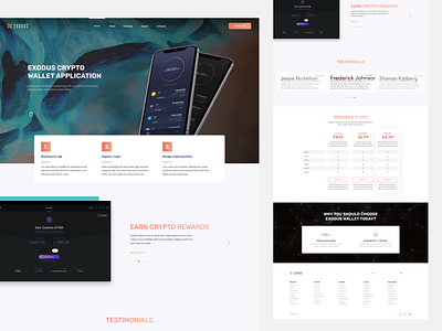 Exodus Crypto Wallet Website Concept & Freebie Template abstract clean creative crypto dark free template freebie landing page minimal simple