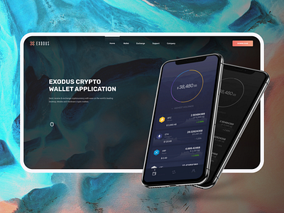 Exodus Crypto Wallet Website Concept & Freebie Template abstract clean creative crypto dark free template freebie landing page minimal simple wallet