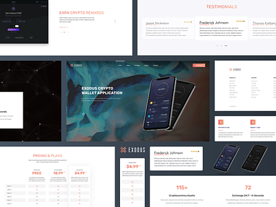 Exodus Crypto Wallet Website Concept & Freebie Template abstract application clean creative dark design free template freebie landing page minimal simple