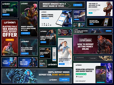 Special Promotional Banners For Esports Betting Platform Unikrn abstract advertisements banners clean creative dark design esports gaming illustration marketing promotional simple ui unikrn