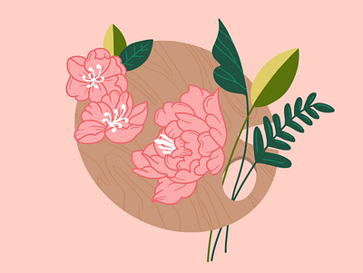 Flower Palette floral design illustration leaves love pastels pink