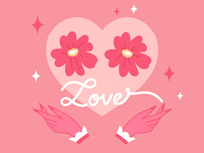 Love handletter illustration love pink valentines