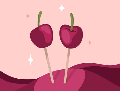 Cherrypops cherry flat illustrations illustration pink