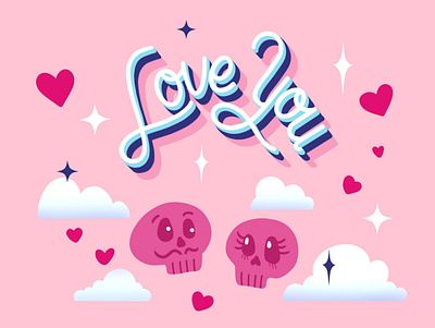 Endless Love flat illustrations halloween hearts illustration love procreate skulls