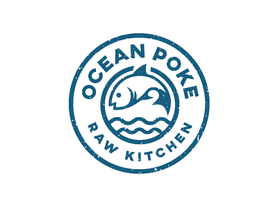 Poke Restaurant badge concept fish logo pin retro sushi vintage