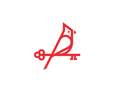 Cardinal Icon bird cardinal house key logo minimal real estate realtor red virginia