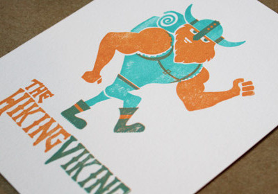 The Hiking Viking hiking letterpress postcard viking