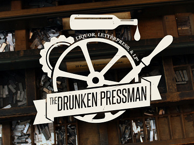 The Drunken Pressman letterpress logo