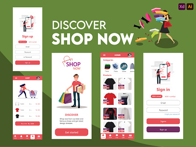 Shopping cart app 3d animation app branding design flat graphic design illustration logo ui