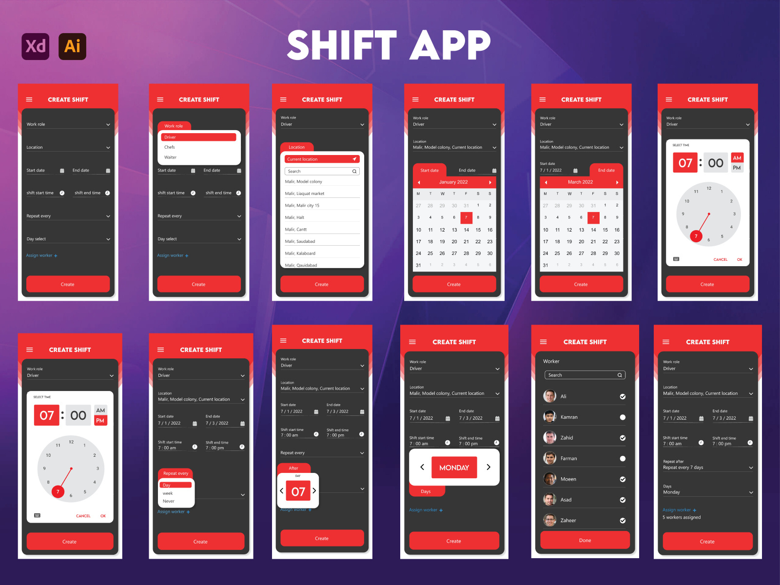 Shift app by kumail danish on Dribbble