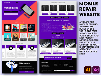 Mobile repair website 3d animation app branding design flat graphic design illustration logo ui