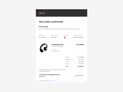 Email Receipt dailyui design email figma figmadesign graphic design minimal ui ux