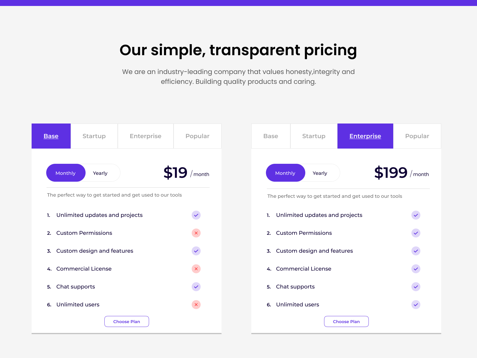 Pricing Section by Sanjay Billa on Dribbble