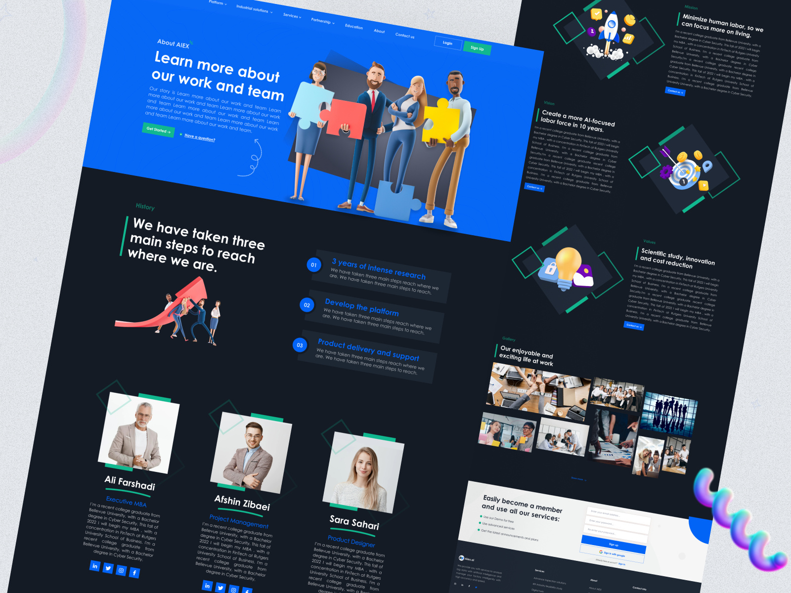 About us landing page UI design by Ali Koohi on Dribbble