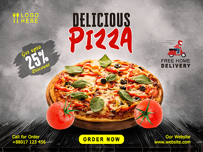 Social Media Banner | Delicious Pizza | Web Banner ad banner design graphic design illustration logo social media banner ui web banner