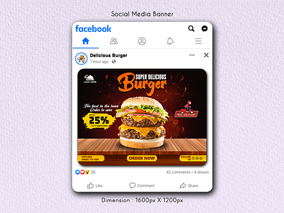 Delicious Burger for Social Media Post