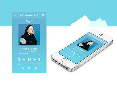 Music Player app dailychallenge dailyui dailyui009 design iceberg interface music app music player ui uiux uiuxdesign