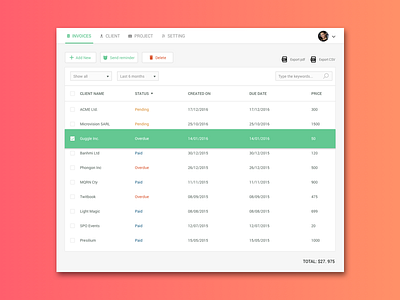 Invoice management web app