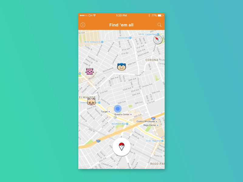 Poke radar Loading screen concept animation application design flat layout mobile pokemon splash screen ui ux