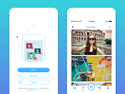Live Stream App design design ios layout livestream sign in ui ux vietnam