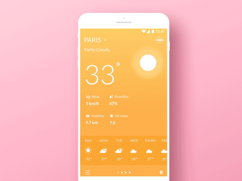 Weather App Robot assistant animation application assistant design layout mobile robot ui ux vietnam weather app