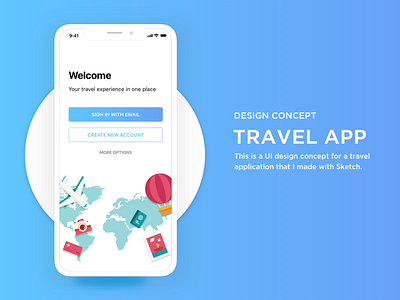 Welcome screen application design flat layout mobile sign in travel ui ux vietnam welcome screen