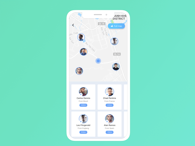 Find travelers nearby on app animation app design ios mobileapp motion travel ui ux vietnam