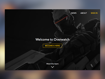 Daily UI #003 - Landing Page 003 blizzard dailyui fps game landing page overwatch ui ux