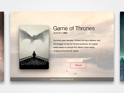 Daily UI #025 - TV App app dailyui game of thrones hbo series tv ui ux