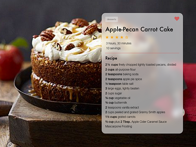 Daily UI #040 - Recipe 040 apple cake carrot dailyui pecan recipe