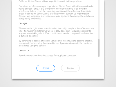 Daily UI #089 - Terms of Service 089 accept button contract dailyui decline terms of service ui ux